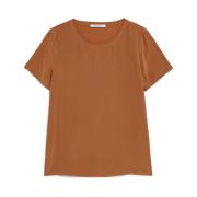 Zijden T-shirt met korte mouwen Maliparmi , Beige , Dames