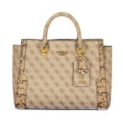 Luxe Beige Handtas met Meerdere Compartimenten Guess , Beige , Dames