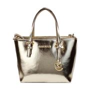 Metallic Top Zip Tote Bag met Zakken Michael Kors , Yellow , Dames