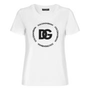 Logo DG Interlock T-Shirt Dolce & Gabbana , White , Dames