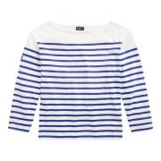 Klassieke Gestreepte Boothals T-shirt Top Polo Ralph Lauren , Blue , D...