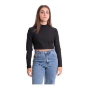 Technisch Gebreide Mock Hals Calvin Klein Jeans , Black , Dames