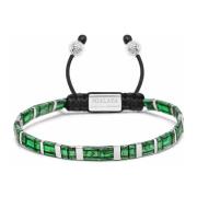 Men's Bracelet with Marbled Green and Silver Miyuki Tila Beads Nialaya...