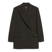 Zwarte Wol Double-Breasted Blazer Max Mara Weekend , Black , Dames