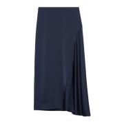 Blauwe Satijnen Midi Rok met Split Max Mara Weekend , Blue , Dames