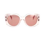 Ronde Transparante Roze Zonnebril Fendi , Pink , Dames