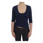 Blauwe Full Zipper Crew-Neck Sweater Exte , Blue , Dames