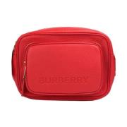 Rode Leren Camera Crossbody Tas Burberry , Red , Dames