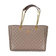 Beige Handtas met Meerdere Zakken Guess , Brown , Dames