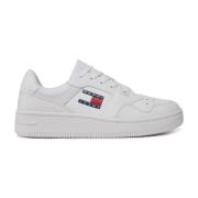 Retro Leren Lage Sneakers Tommy Jeans , White , Dames