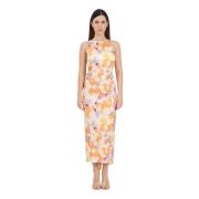 Oranje Bloemen Midi Jurk Patrizia Pepe , Multicolor , Dames