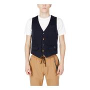 Blauwe V-hals Mouwloze Gilet Knoopsluiting Gianni Lupo , Blue , Heren