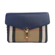 Blauw Geruit Leren Crossbody Tas Burberry , Multicolor , Dames