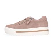 Beige Suède Lage Sneaker met Rits Gabor , Pink , Dames