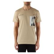 T-shirt met reliëflogo van katoen Calvin Klein Jeans , Beige , Heren