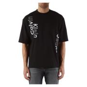 Katoenen T-shirt met voorlogo borduurwerk Calvin Klein Jeans , Black ,...