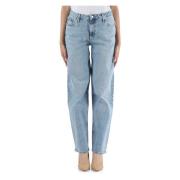 Straight Loose Jeans Vijf Zakken Calvin Klein Jeans , Blue , Dames