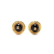 Pre-owned Metal earrings Chanel Vintage , Yellow , Dames