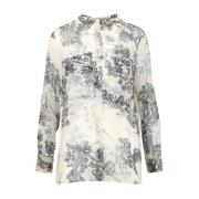 Bloemenprint Kraag Shirt Semicouture , Multicolor , Dames