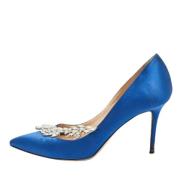 Pre-owned Satin heels Manolo Blahnik Pre-owned , Blue , Dames