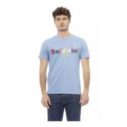 Heren Ronde Hals T-shirt met Voorkant Print Baldinini , Blue , Heren