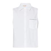 Mouwloze blouse met strass Liu Jo , White , Dames