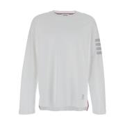 Witte Sweater met 4 Bar Streep Thom Browne , White , Heren