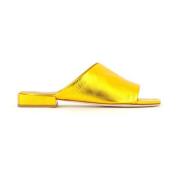 Metallic Yellow Gold Leren Slide Fabio Rusconi , Yellow , Dames