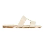 Luxe Leren Sandaal Slides Fabio Rusconi , Beige , Dames