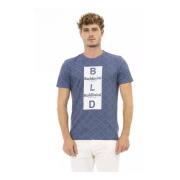 Blauw Katoenen T-shirt met Voorkant Print Baldinini , Blue , Heren