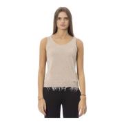 Trendy Mouwloze V-hals Top voor Dames Baldinini , Beige , Dames