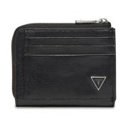 Saffiano leren kaarthouder - Certosa Guess , Black , Heren