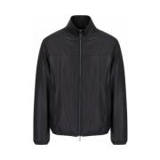 Luxe Lam Nappa Bomber Jas Armani , Black , Heren