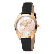 Rose Gold Quartz Watch with Leather Band Just Cavalli , Yellow , Dames