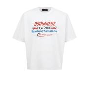 Wit Tow Truck Print T-Shirt Dsquared2 , White , Heren