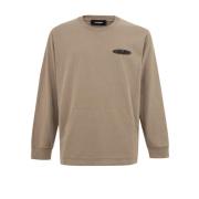 Lange Mouw Logo T-Shirt Dsquared2 , Beige , Heren