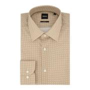 Beige Zakelijk Overhemd met Print Hugo Boss , Beige , Heren