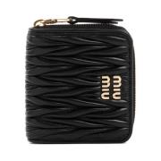 Zwarte Lamsleren Ritsportemonnee Miu Miu , Black , Dames