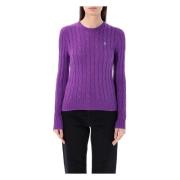 Paarse Cable-Knit Crewneck Sweater Ralph Lauren , Purple , Dames