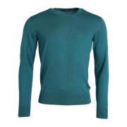 Donkergroene Zijden Crew Neck Sweater Dolce & Gabbana , Green , Heren