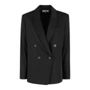 Elegant Double Breasted Coat Vince , Black , Dames