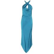 Elegante Jacquard Satijnen Lange Jurk Amen , Blue , Dames