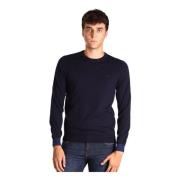Blauwe Sweaters met Ronde Elleboog Contrast Sun68 , Blue , Heren
