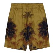 Palm Textuur Groene Bermuda Shorts Laneus , Multicolor , Heren