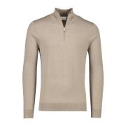 Bruine Slim Fit Half Zip Sweater Profuomo , Brown , Heren