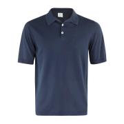 Katoenen Polo Shirt Crêpe Geverfd Eleventy , Blue , Heren