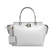 Leren handtas met ritssluiting Baldinini , White , Dames