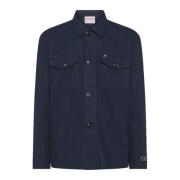 Navy Blue Overshirt Work Shirt Sun68 , Blue , Heren