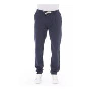 Blauwe Katoenen Chino Broek Trekkoordsluiting Baldinini , Blue , Heren