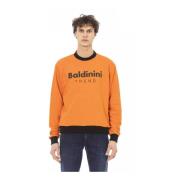 Oranje Katoenen Sweater met Front Logo Baldinini , Orange , Heren